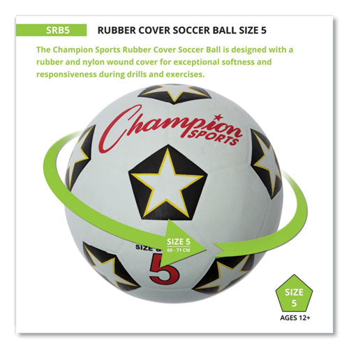 Image of Champion Sports Rubber Sports Ball, For Soccer, No. 5 Size, White/black