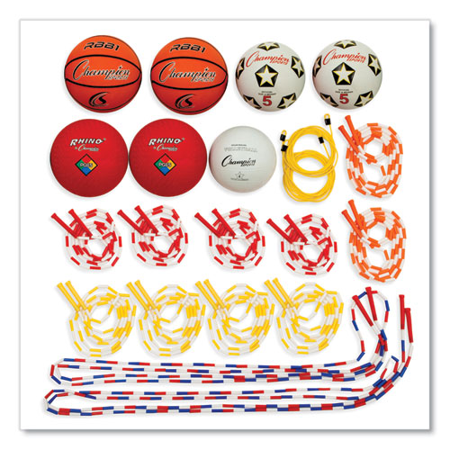 Image of Champion Sports Physical Education Kit With 7 Balls, 14 Jump Ropes, Assorted Colors