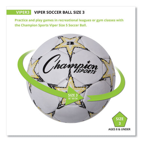 Image of Champion Sports Viper Soccer Ball, No. 3 Size, 7.25" To 7.5" Diameter, White
