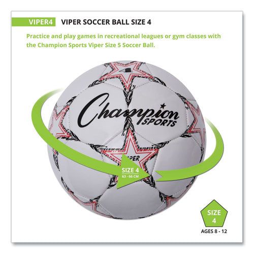Image of Champion Sports Viper Soccer Ball, No. 4 Size, 8" To 8.25" Diameter, White