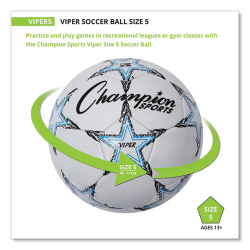 Image of Champion Sports Viper Soccer Ball, No. 5. Size, 8.5" To 9" Diameter, White