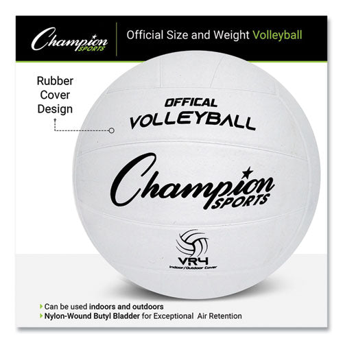 Image of Champion Sports Rubber Volleyball, Official Size, White