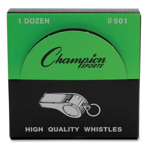 Image of Champion Sports Sports Whistle, Medium Weight, Metal, Silver, Dozen