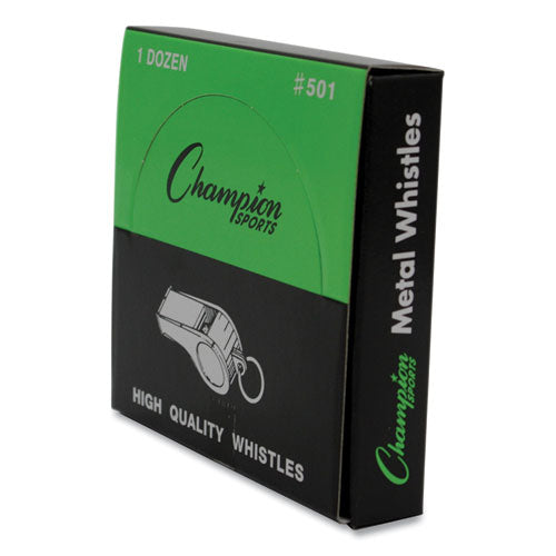 Image of Champion Sports Sports Whistle, Medium Weight, Metal, Silver, Dozen