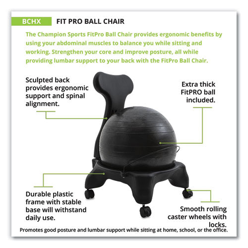 Image of Champion Sports Fitpro Ball Chair, Supports Up To 200 Lb, Gray