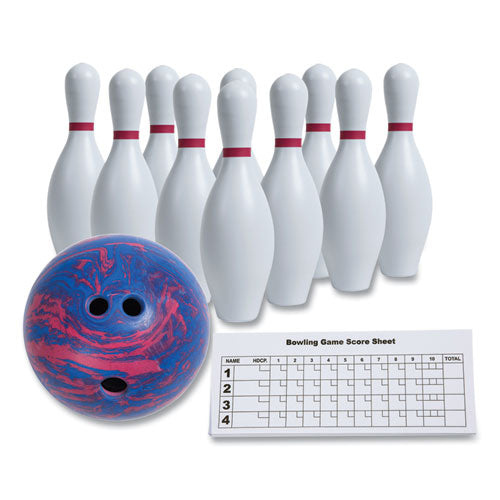 Image of Champion Sports Bowling Set, Plastic/Rubber, White, 10 Bowling Pins, 1 Bowling Ball