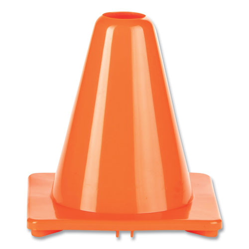 Image of Champion Sports Hi-Visibility Vinyl Cones, 6" Tall, Fluorescent Orange, 9.5" x 9.5" Base