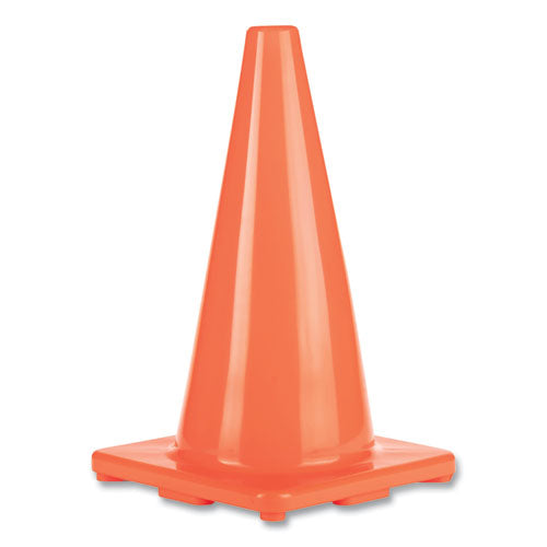 Image of Champion Sports Hi-Visibility Vinyl Cones, 18" Tall, Fluorescent Orange, 10.63" x 10.63" Base