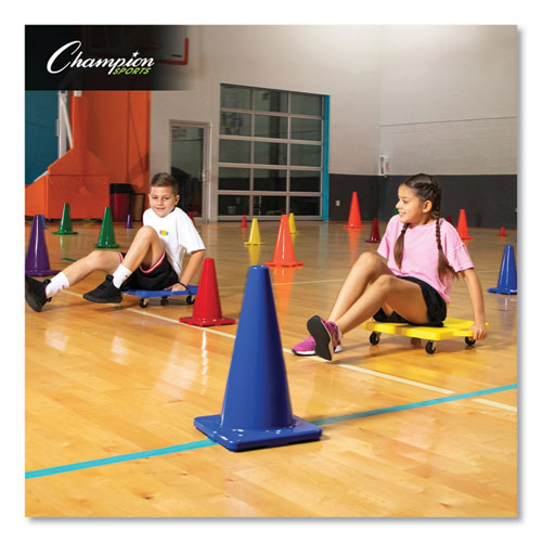 Image of Champion Sports Hi-Visibility Vinyl Cones, 18" Tall, Fluorescent Orange, 10.63" x 10.63" Base