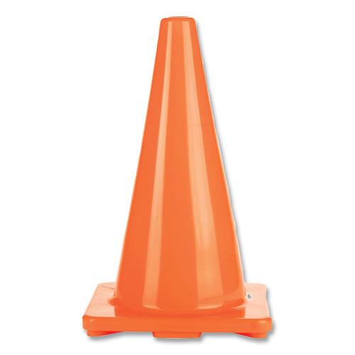 Image of Champion Sports Hi-Visibility Vinyl Cones, 18" Tall, Fluorescent Orange, 10.63" x 10.63" Base