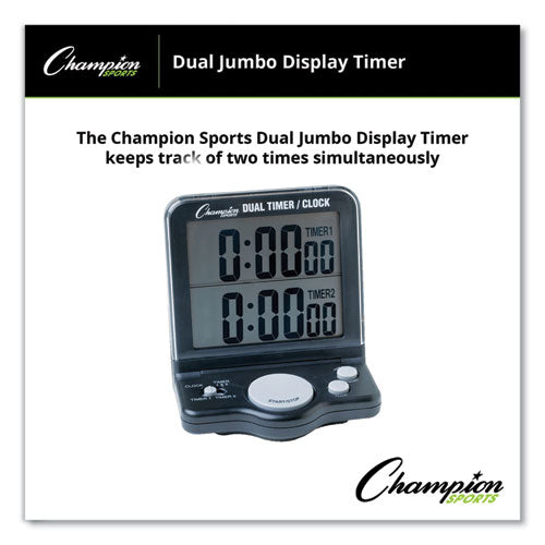 Image of Champion Sports Dual Timer/Clock with Jumbo Display, LCD, 3.5 x 1 x 4.5, Black