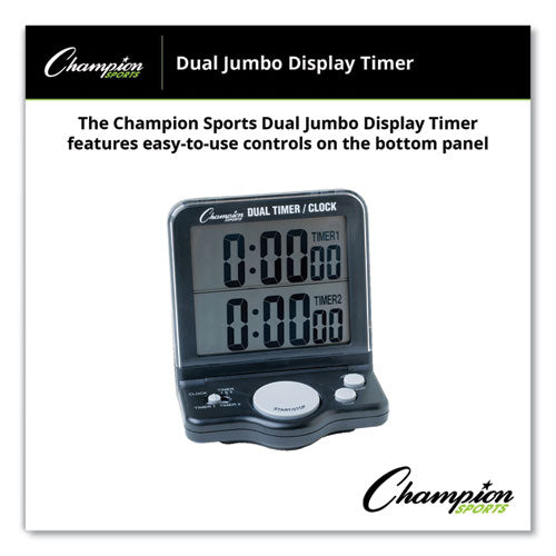 Image of Champion Sports Dual Timer/Clock with Jumbo Display, LCD, 3.5 x 1 x 4.5, Black