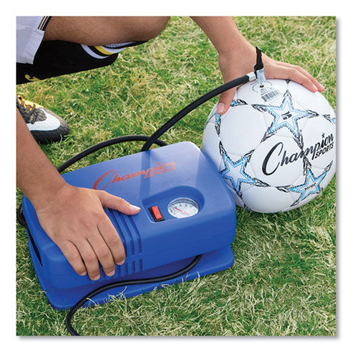 Image of Champion Sports Electric Inflating Pump With Gauge, Hose And Needle, 0.25 Hp Compressor, 50 Psi, 8 Ft Cord