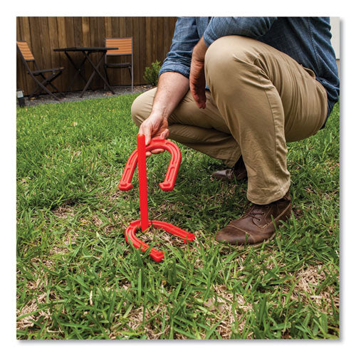 Image of Champion Sports Indoor/Outdoor Rubber Horseshoe Set, 4 Rubber Horseshoes, 2 Rubber Mats, 2 Plastic Dowels