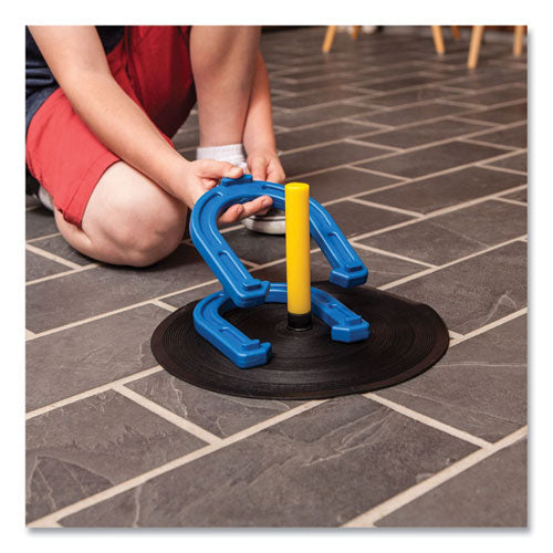 Image of Champion Sports Indoor/Outdoor Rubber Horseshoe Set, 4 Rubber Horseshoes, 2 Rubber Mats, 2 Plastic Dowels