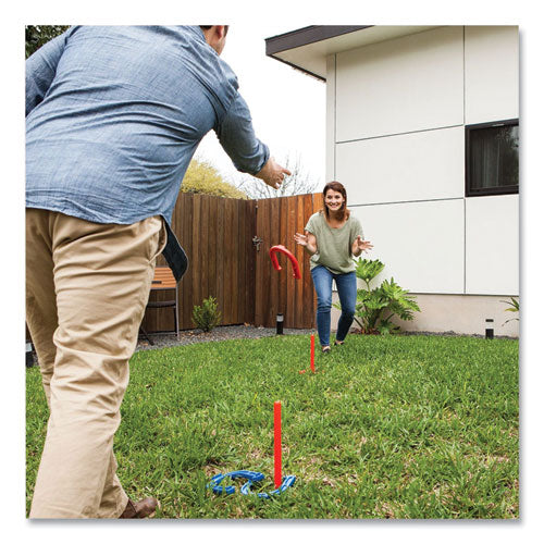 Image of Champion Sports Indoor/Outdoor Rubber Horseshoe Set, 4 Rubber Horseshoes, 2 Rubber Mats, 2 Plastic Dowels