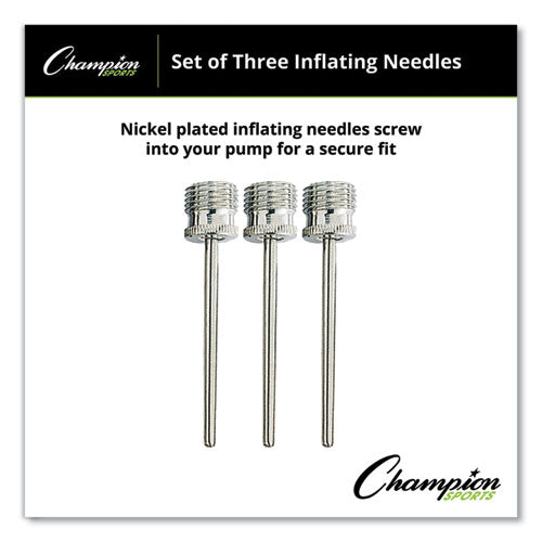 Image of Champion Sports Nickel-Plated Inflating Needles For Electric Inflating Pump, 3/pack