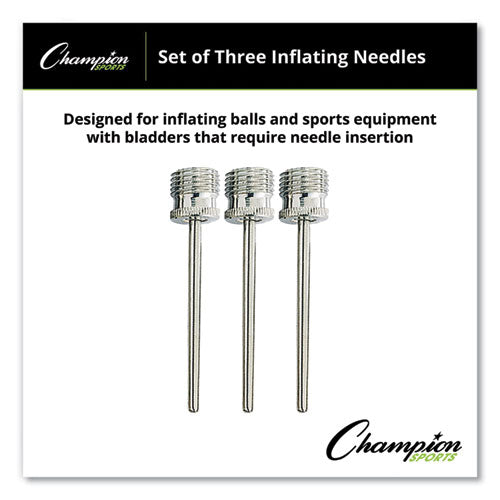 Image of Champion Sports Nickel-Plated Inflating Needles For Electric Inflating Pump, 3/pack