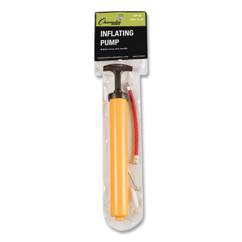 Image of Champion Sports Standard Hand Pump, 12" Long, Yellow/Black
