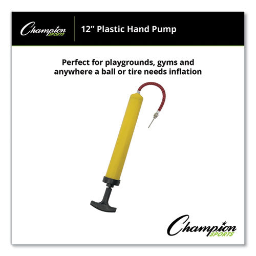 Image of Champion Sports Standard Hand Pump, 12" Long, Yellow/Black