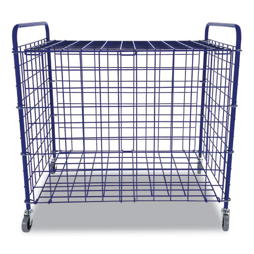 Image of Champion Sports Lockable Ball Storage Cart, Fits Approximately 24 Balls, Metal, 37" x 22" x 20", Blue