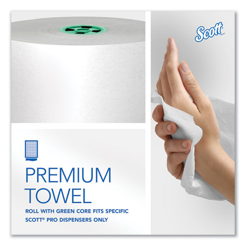 Image of Scott® Pro Hard Roll Paper Towels with Absorbency Pockets, for Scott Pro Dispenser, Green Core Only, 1-Ply, 7.5" x 900 ft,6 Rolls/CT