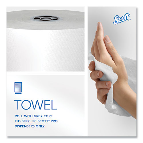 Image of Scott® Pro Hard Roll Paper Towels with Absorbency Pockets, for Scott Pro Dispenser, Gray Core Only, 1-Ply, 7.5" x 900 ft, 6 Rolls/CT