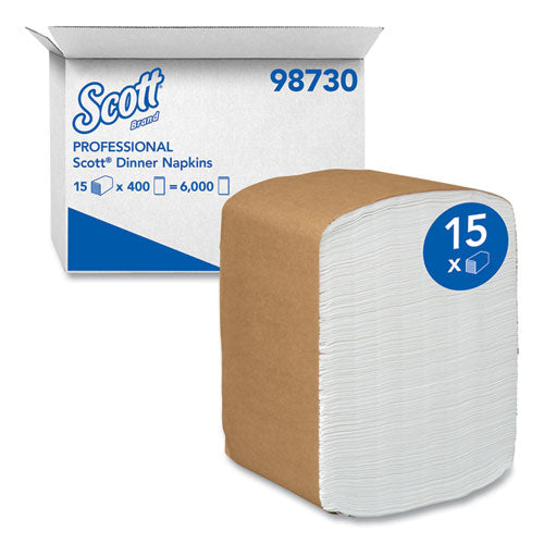 Image of Scott® Full-Fold Dispenser Napkins, 1-Ply, 12 x 17, White, 400/Pack, 15 Packs/Carton