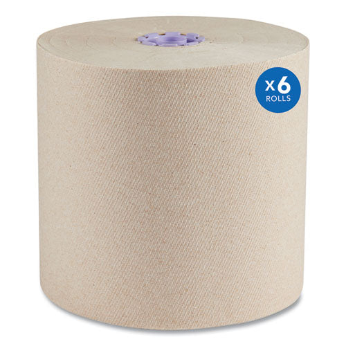 Image of Scott® Essential 100% Recycled Fiber Hard Roll Towel, 1-Ply, 8" x 700 ft, 1.75" Core, Brown, 6 Rolls/Carton
