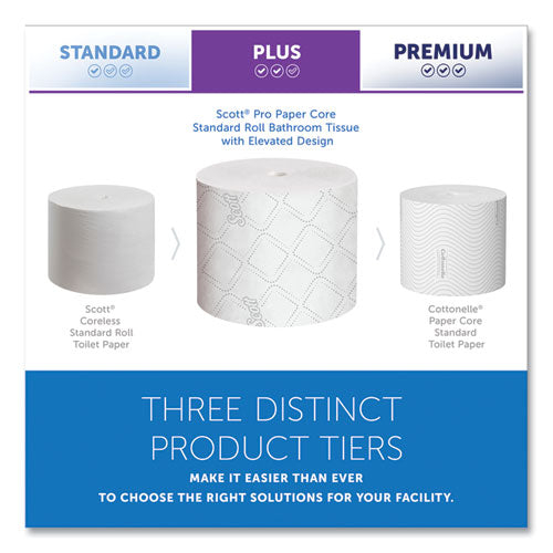 Image of Scott® Pro Small Core High Capacity/SRB Bath Tissue, Septic Safe, 2-Ply, White, 1,100 Sheets/Roll, 36 Rolls/Carton