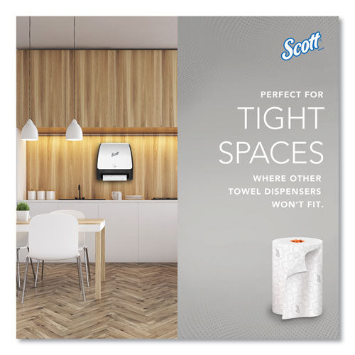 Image of Scott® Slimroll Towels, 1-Ply, 8" x 580 ft, White/Orange Core, 6 Roll/Carton