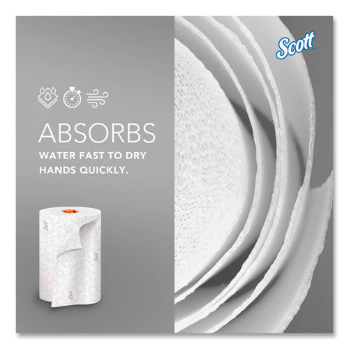 Image of Scott® Slimroll Towels, 1-Ply, 8" x 580 ft, White/Orange Core, 6 Roll/Carton