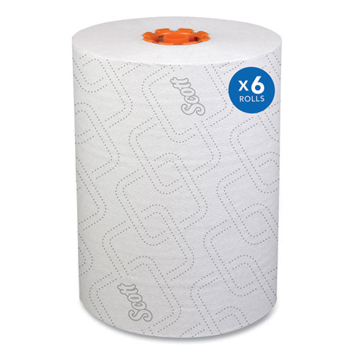 Image of Scott® Slimroll Towels, 1-Ply, 8" x 580 ft, White/Orange Core, 6 Roll/Carton