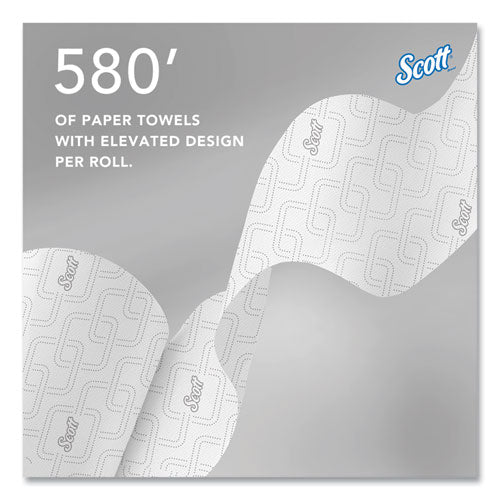 Image of Scott® Slimroll Towels, 1-Ply, 8" x 580 ft, White/Pink Core, Traditional Business, 6 Rolls/Carton