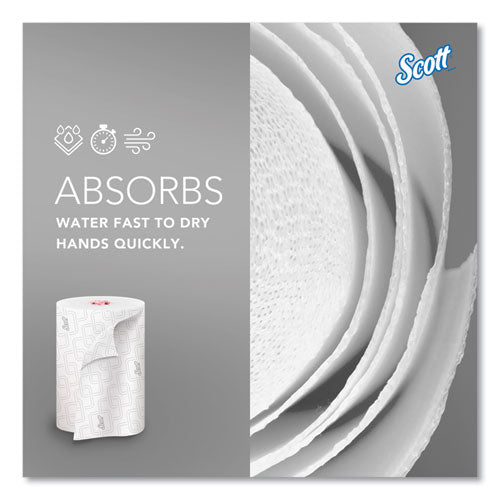 Image of Scott® Slimroll Towels, 1-Ply, 8" x 580 ft, White/Pink Core, Traditional Business, 6 Rolls/Carton
