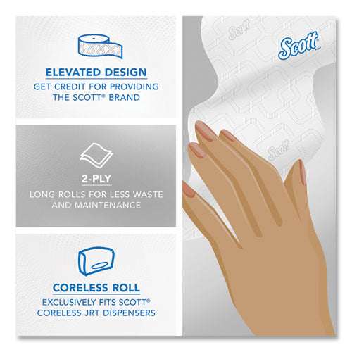 Image of Scott® Essential Coreless JRT, Septic Safe, 2-Ply, White, 3.75" x 1,150 ft, 12 Rolls/Carton
