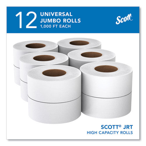 Image of Scott® Essential JRT Jumbo Roll Bathroom Tissue, Septic Safe, 2-Ply, White, 3.55" x 1,000 ft, 12 Rolls/Carton