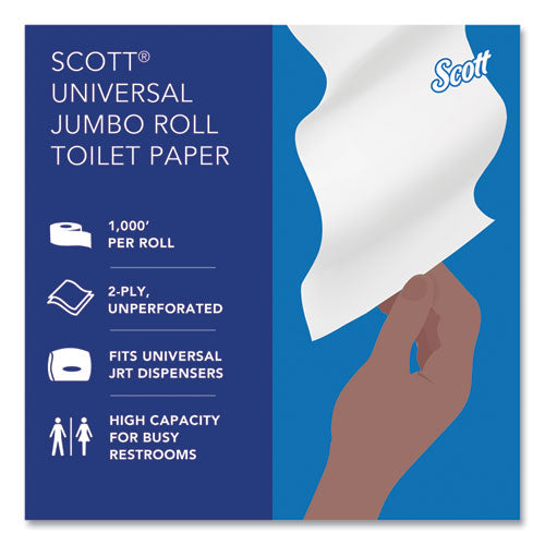 Image of Scott® Essential JRT Jumbo Roll Bathroom Tissue, Septic Safe, 2-Ply, White, 3.55" x 1,000 ft, 12 Rolls/Carton