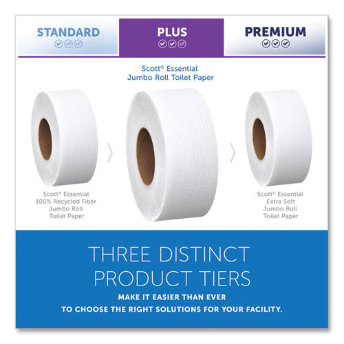 Image of Scott® Essential JRT Jumbo Roll Bathroom Tissue, Septic Safe, 2-Ply, White, 3.55" x 1,000 ft, 12 Rolls/Carton