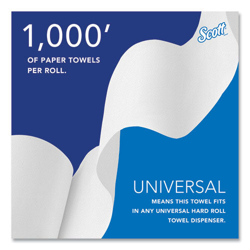 Image of Scott® Essential High Capacity Hard Roll Towels for Business, 1-Ply, 8" x 1,000 ft, 1.5" Core, Recycled, White, 6 Rolls/Carton