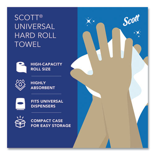 Image of Scott® Essential High Capacity Hard Roll Towels for Business, 1-Ply, 8" x 1,000 ft, 1.5" Core, Recycled, White, 6 Rolls/Carton