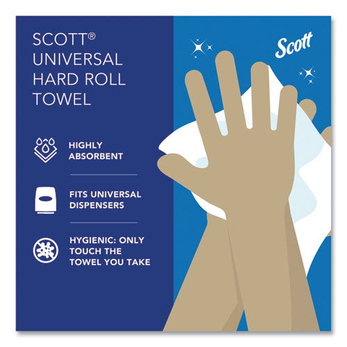 Image of Scott® Essential Hard Roll Towels for Business, Absorbency Pockets, 1-Ply, 8" x 800 ft, 1.5" Core, White, 12 Rolls/Carton