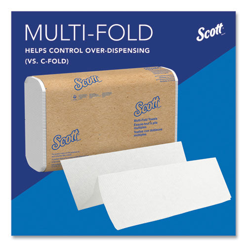Image of Scott® Essential Multi-Fold Towels, Standard Tier, Absorbency Pockets, 1-Ply, 9.2 x 9.4, White, 250/Pack, 16 Packs/Carton