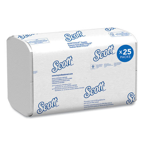 Image of Scott® Pro Scottfold Towels, 1-Ply, 7.8 x 12.4, White, 175 Towels/Pack, 25 Packs/Carton