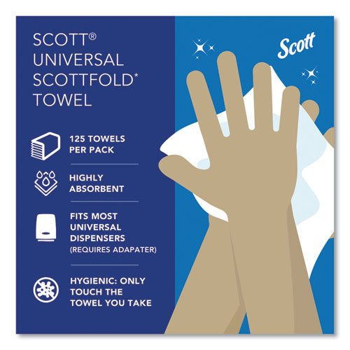 Image of Scott® Pro Scottfold Towels, 1-Ply, 7.8 x 12.4, White, 175 Towels/Pack, 25 Packs/Carton