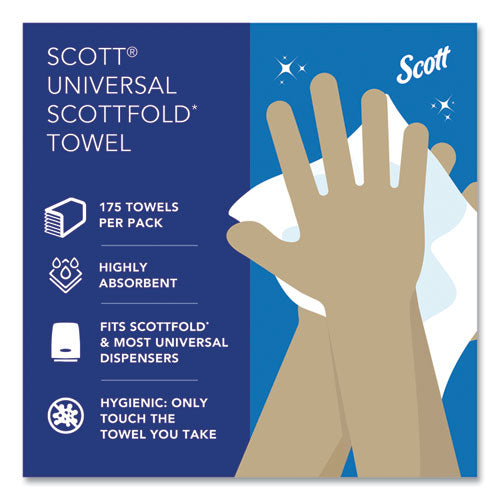 Image of Scott® Pro Scottfold Towels, 1-Ply, 9.4 x 12.4, White, 175 Towels/Pack, 25 Packs/Carton