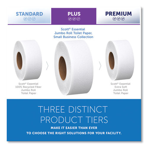 Image of Scott® Essential JRT Jumbo Roll Bathroom Tissue, Septic Safe, 2-Ply, White, 3.55" x 1,000 ft, 4 Rolls/Carton