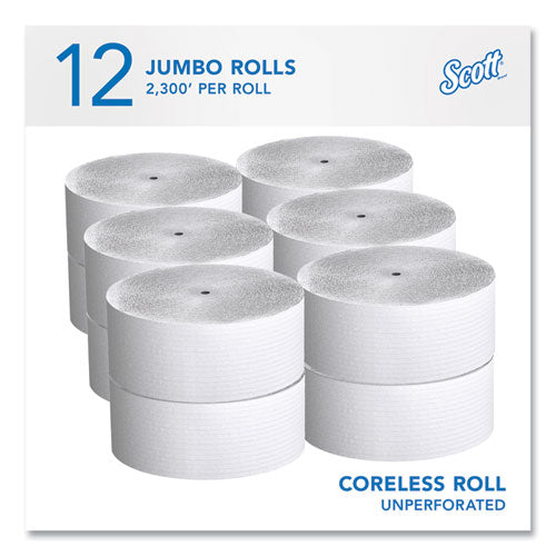 Image of Scott® Essential Coreless JRT, Septic Safe, 1-Ply, White, 3.75 x 2,300 ft, 12 Rolls/Carton