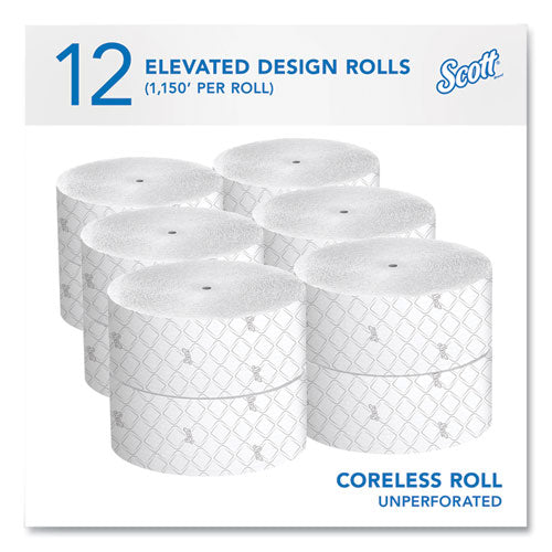 Image of Scott® Essential Coreless JRT, Septic Safe, 2-Ply, White, 3.75" x 1,150 ft, 12 Rolls/Carton