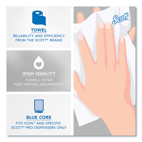 Image of Scott® Pro Hard Roll Paper Towels with Absorbency Pockets, for Scott Pro Dispenser, Blue Core Only, 1-Ply, 7.5" x 900 ft, 6 Rolls/CT